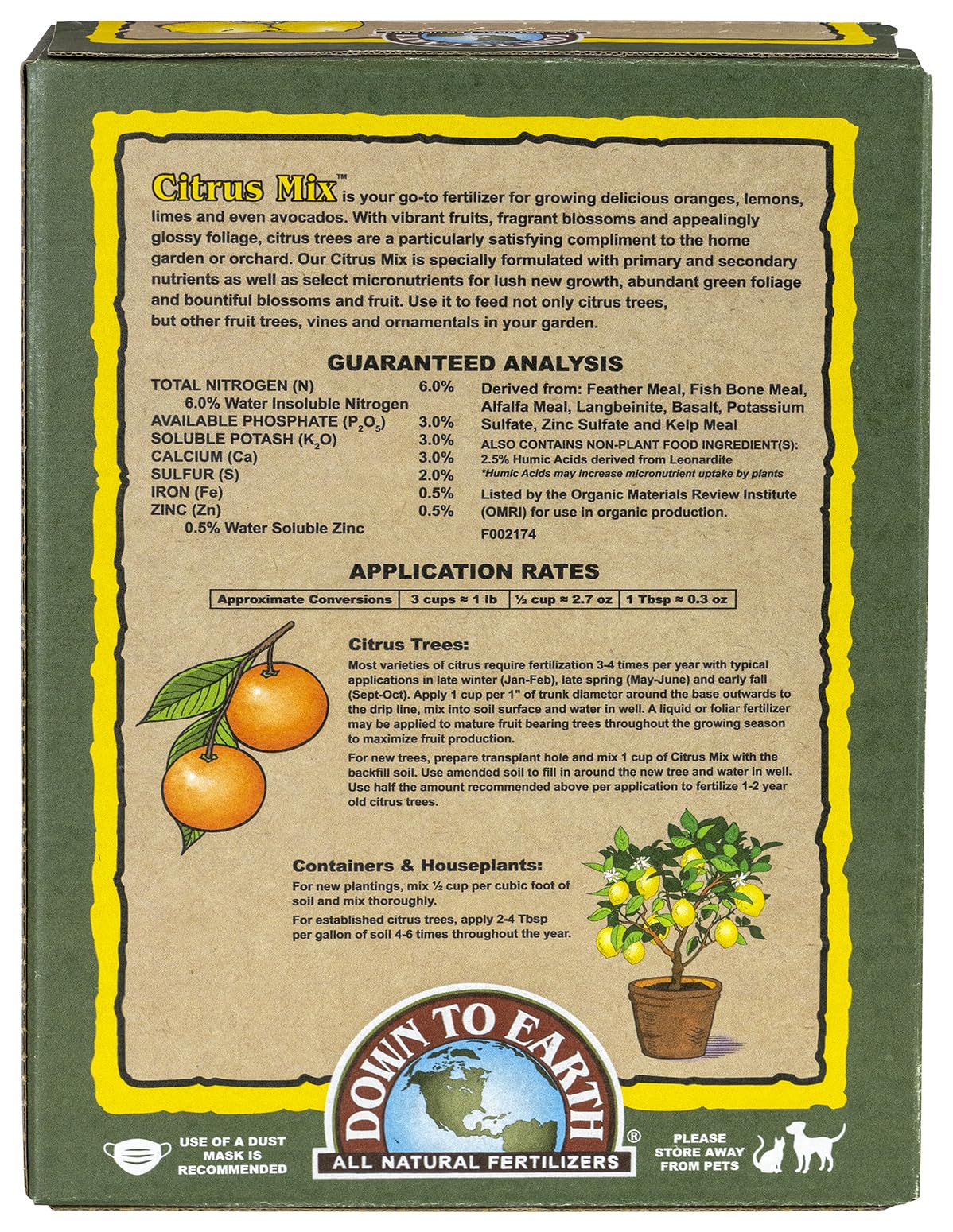 Down To Earth Citrus Mix box highlights organic formula for gardening