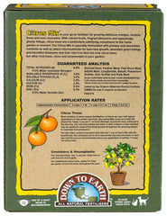 Down To Earth Citrus Mix box highlights organic formula for gardening
