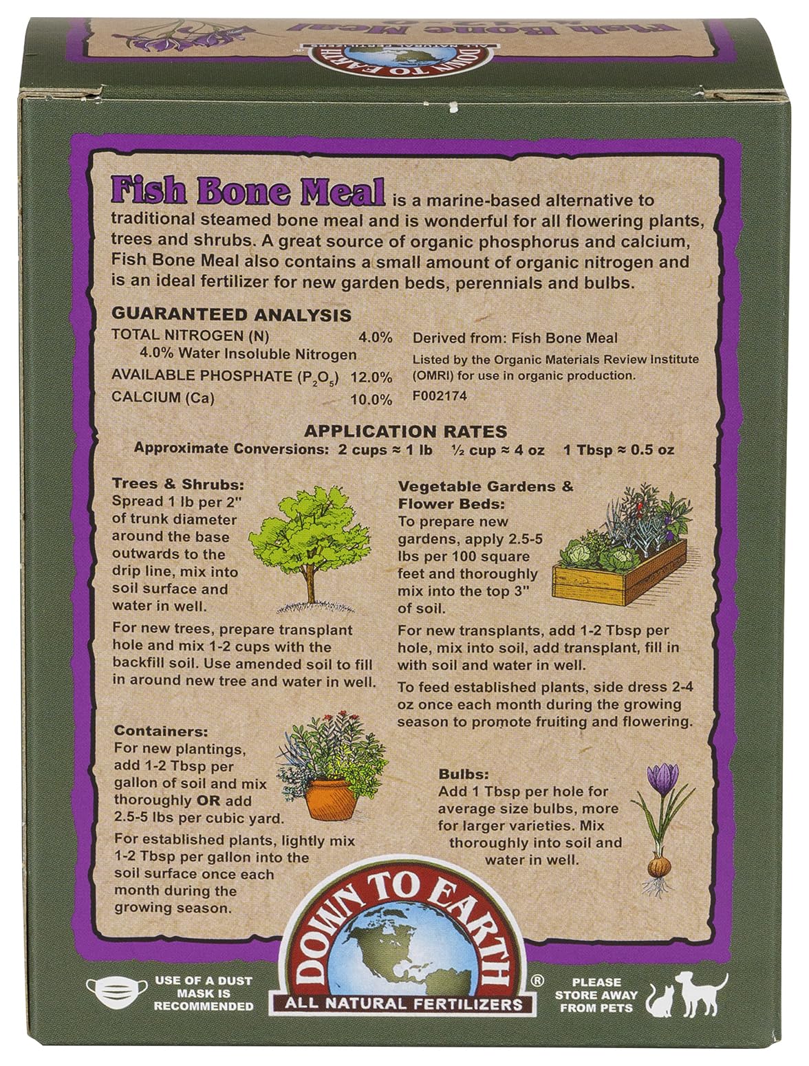 Dusting soil with Down To Earth Fish Bone Meal for slow-release nutrients