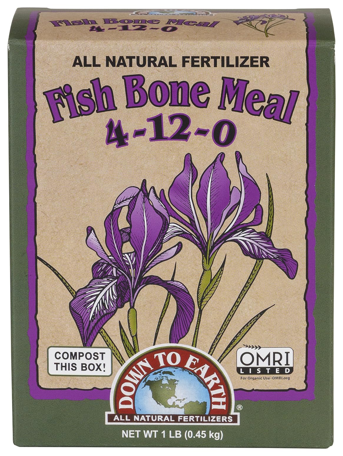 Down To Earth Fish Bone Meal packaging for organic gardening