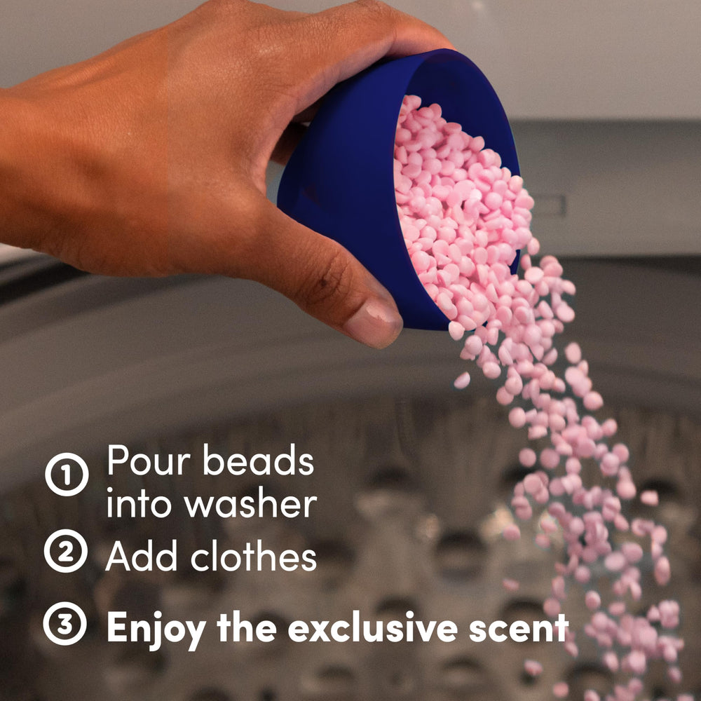 Downy Cherry Jubilee beads jar back explains usage directions.
