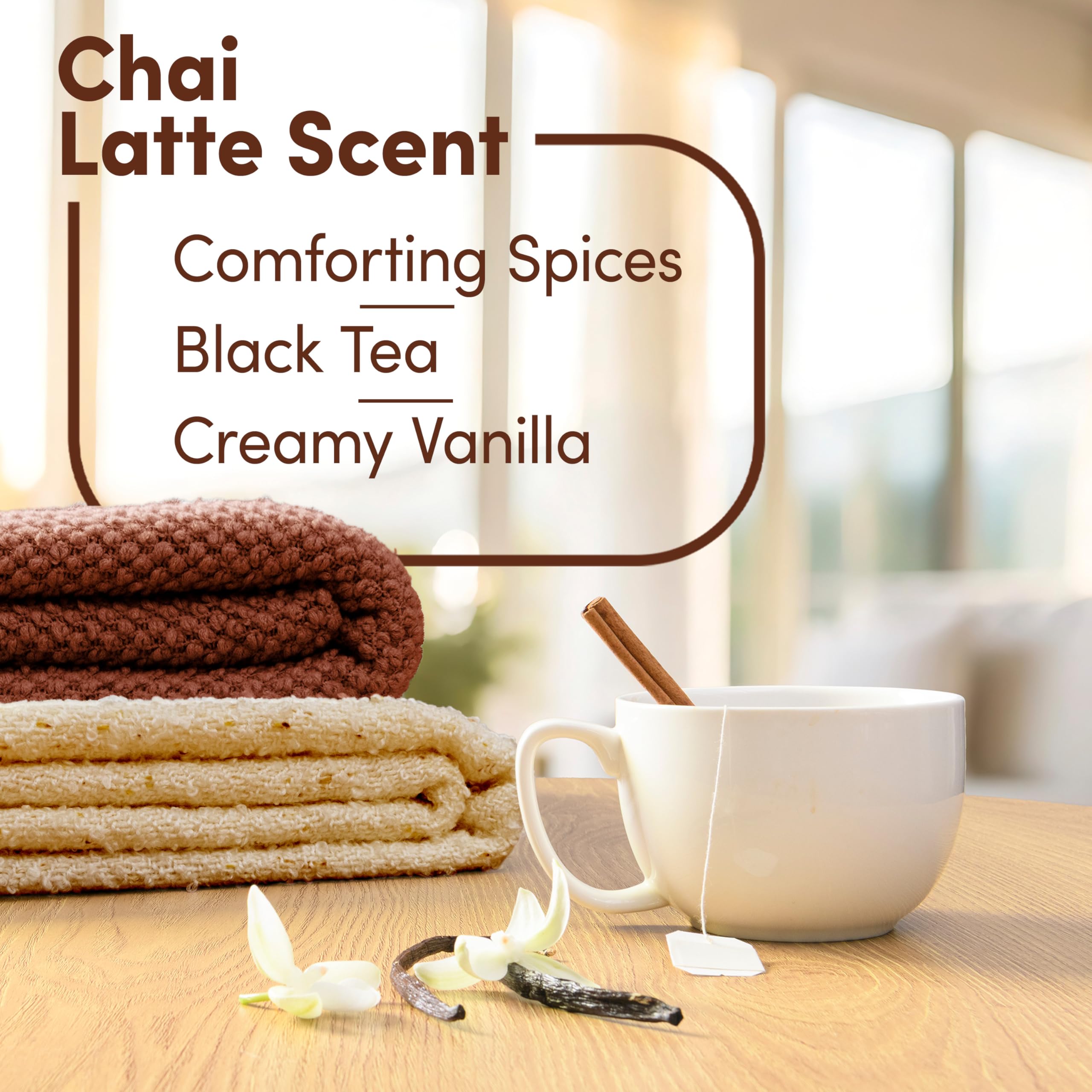 Downy Cozy Collection Chai Latte beads being dispensed into the drum.