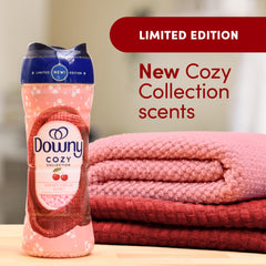 Downy Cozy Collection Cherry Jubilee beads pour releasing sweet cherry aroma during wash.