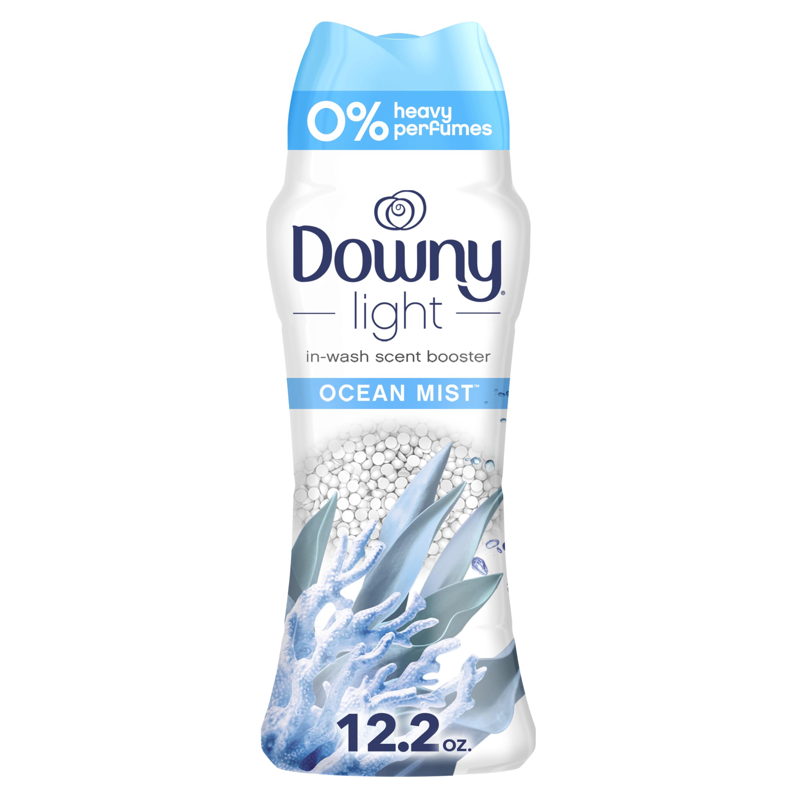 Downy Light Laundry Scent Booster Beads Ocean Mist bottle delivers light, lasting freshness.