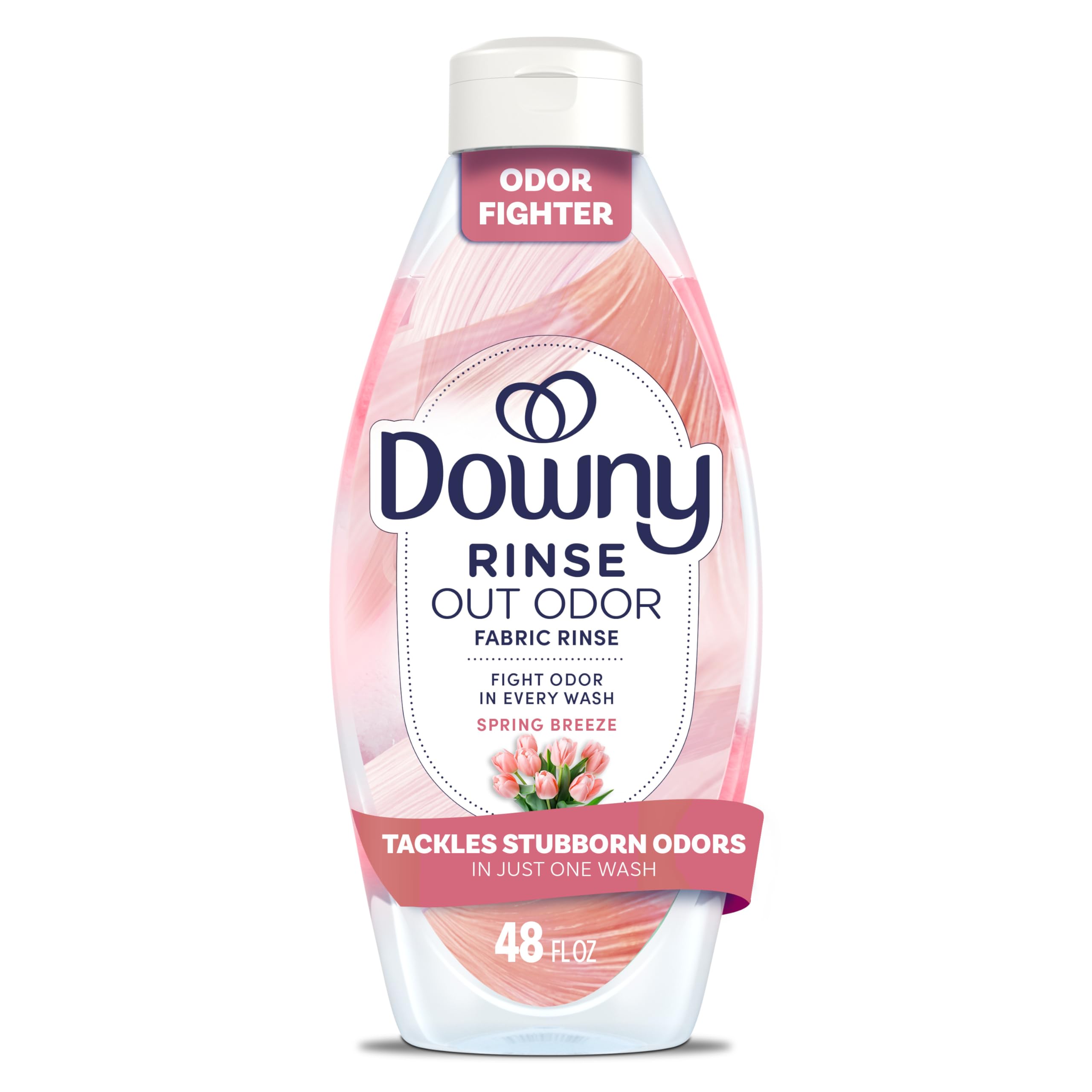 Downy Rinse bottle front view showing odor removal capabilities