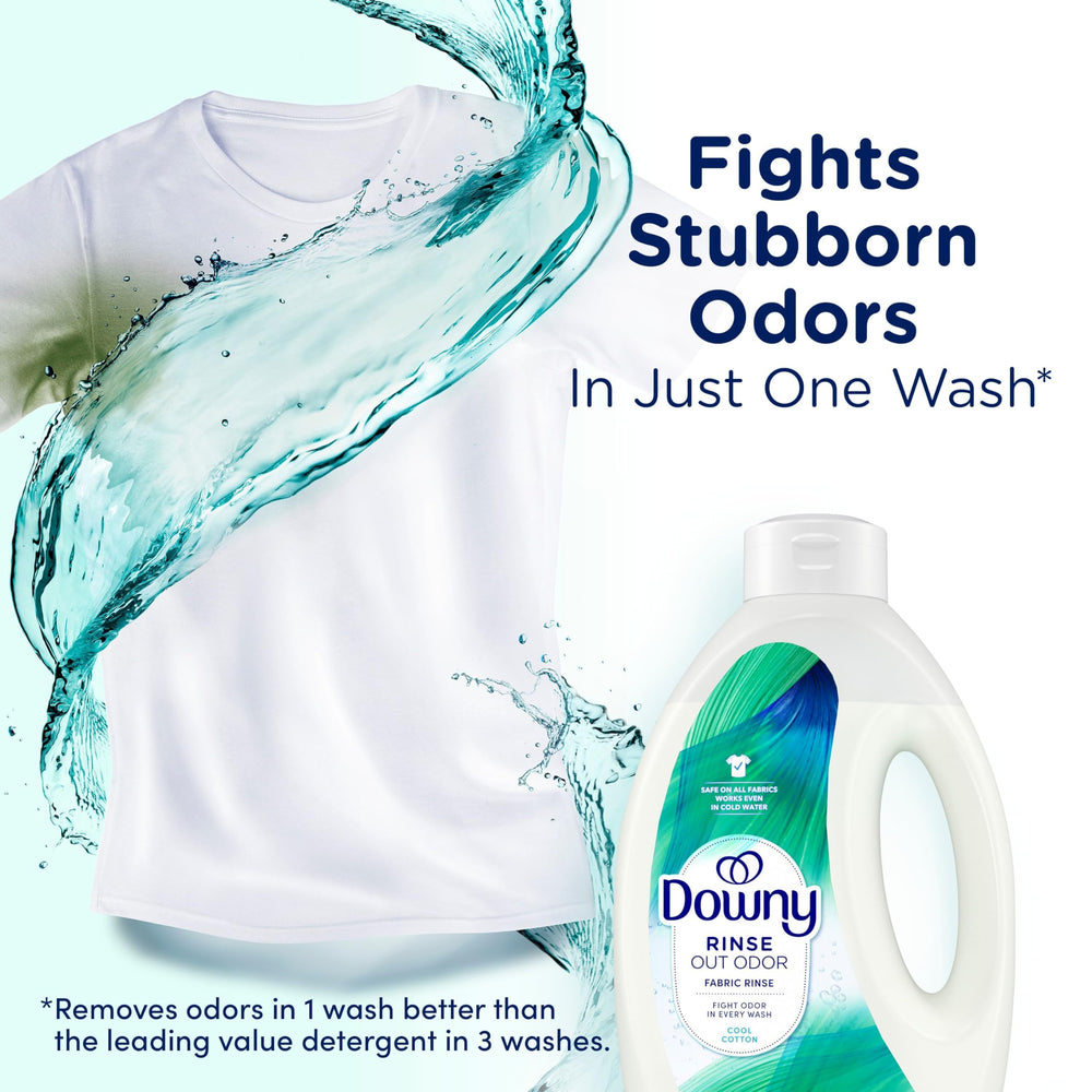 Downy Rinse odor remover dispenser demonstrates simple integration into washing routine.
