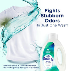 Downy Rinse odor remover dispenser demonstrates simple integration into washing routine.