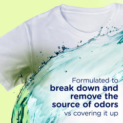 Downy Rinse demonstrates one-wash odor elimination for quicker freshness.