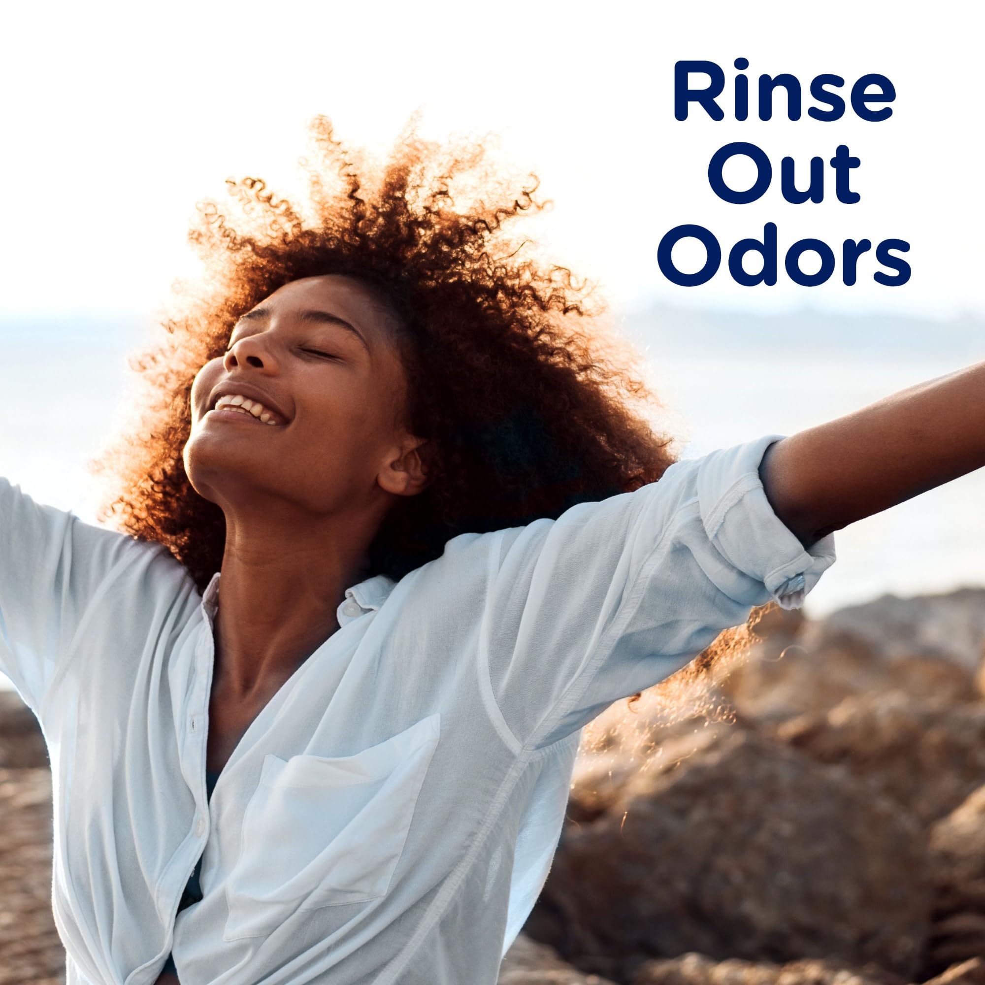 Downy Rinse pour-and-wash step promotes quick odor release.