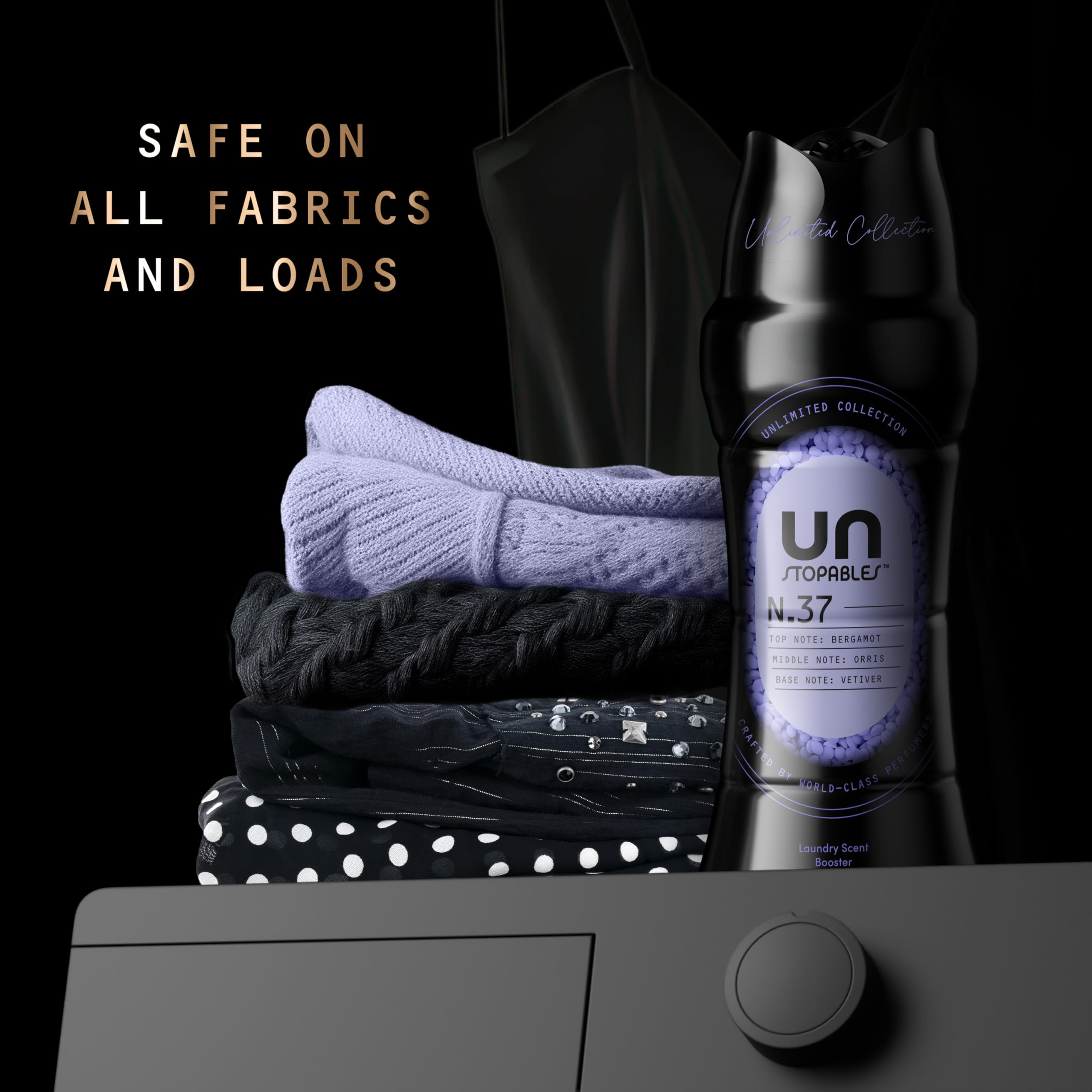 Bottle-pour action showing Downy Unstopables ease of use.