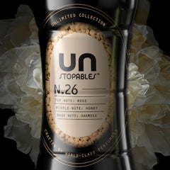 Downy Unstopables Unlimited No.26 notes image—rose, honey, oakmoss create premium scent