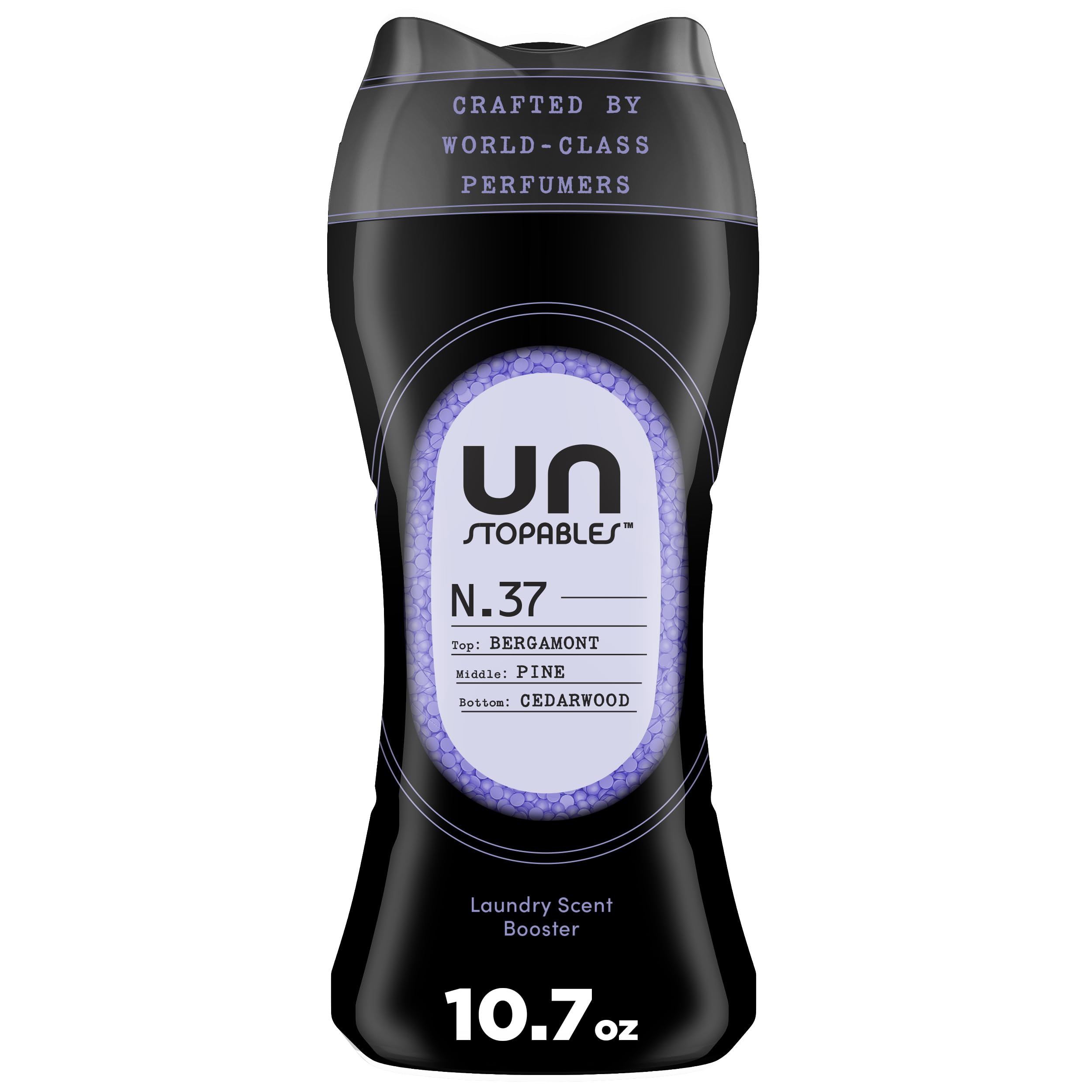 Downy Unstopables Unlimited No.37 bottle shows long-lasting fabric fragrance.