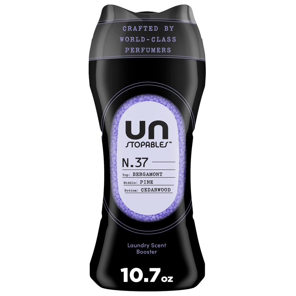 Downy Unstopables Unlimited No.37 bottle shows long-lasting fabric fragrance.