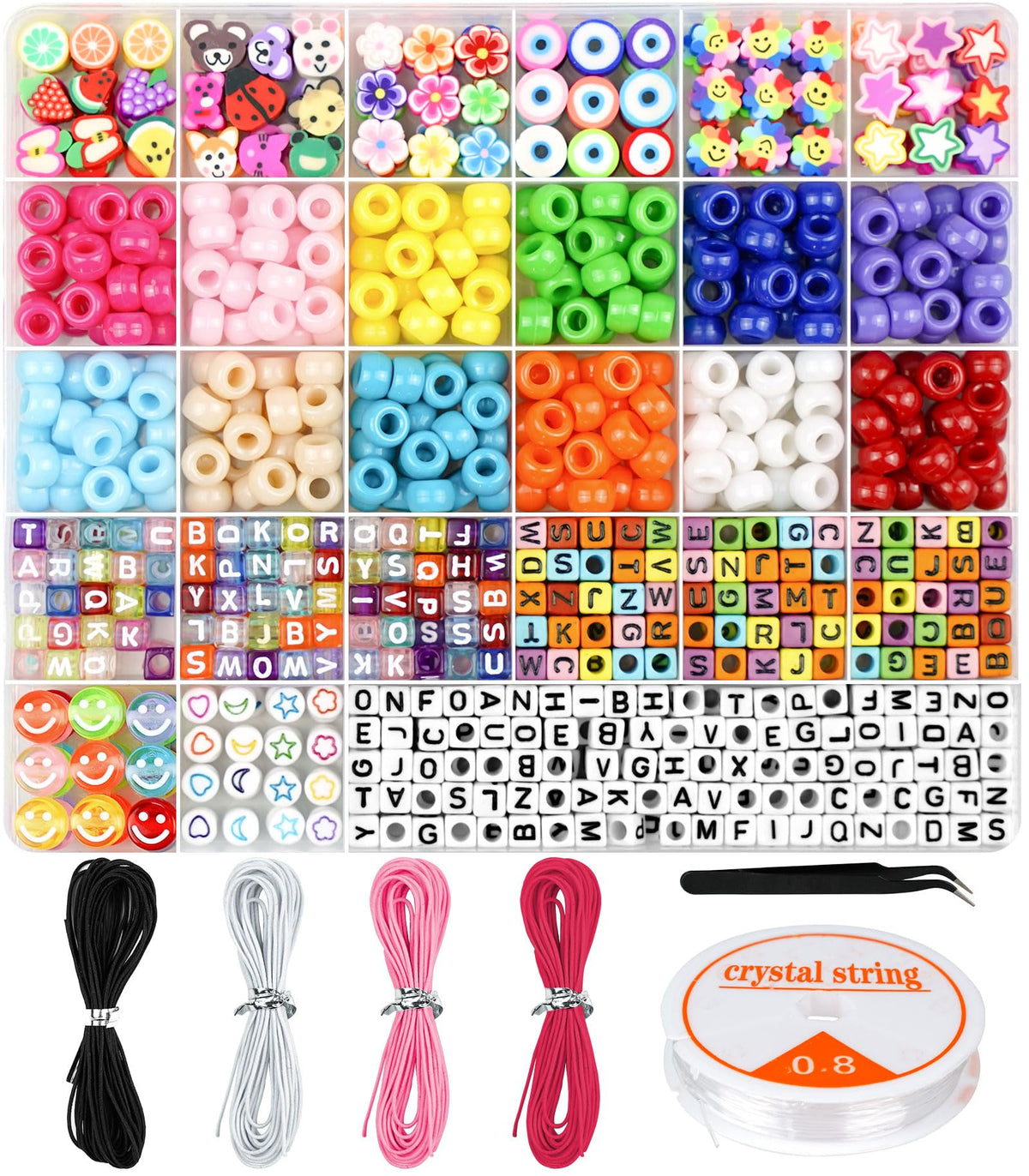 Dowsabel bracelet making kit box with colorful pony beads for DIY jewelry projects.