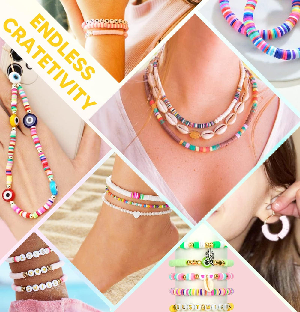 Dowsabel flat clay beads close-up highlights vibrant colors for DIY projects.