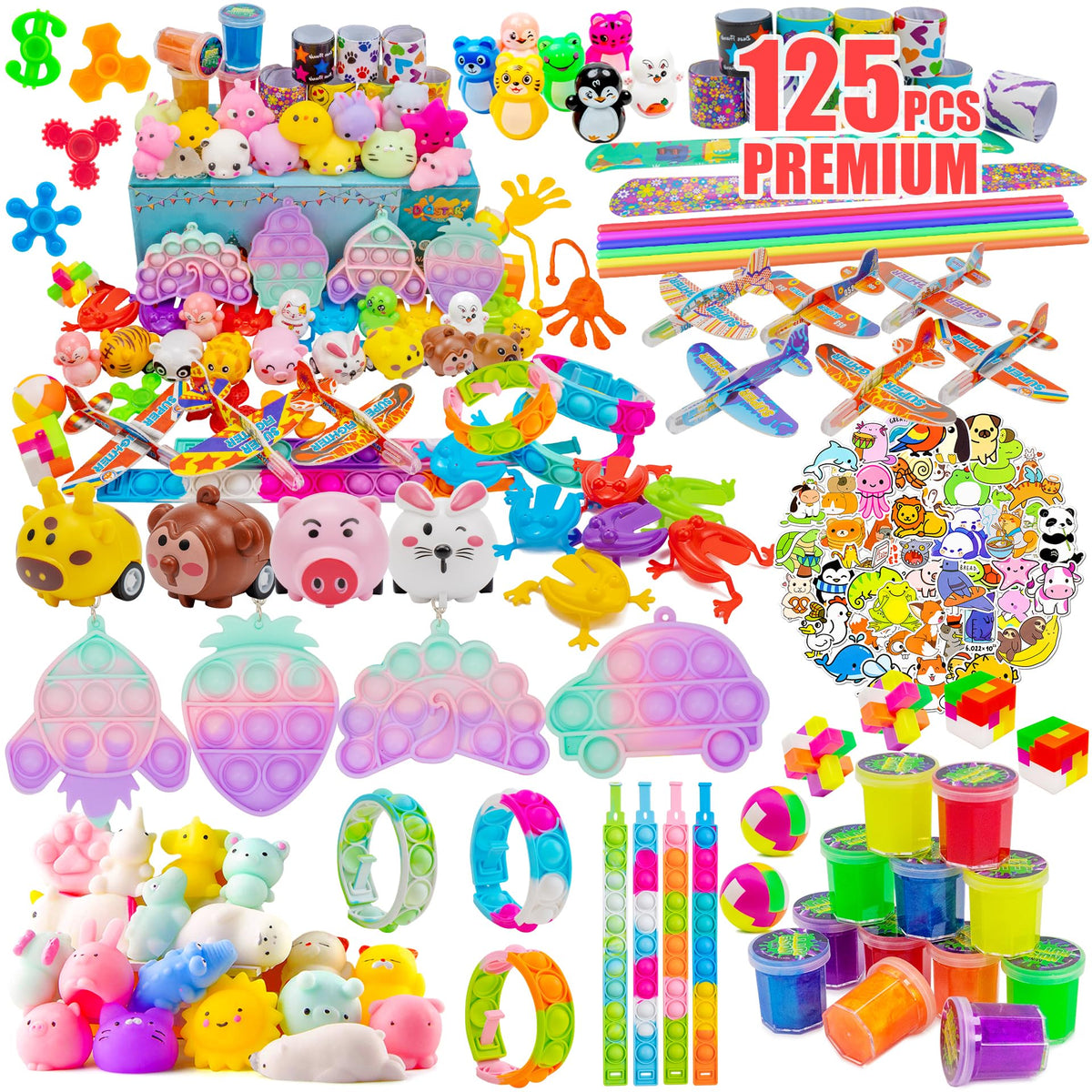 DQstar party favors 125-piece set with colorful prizes for classroom rewards