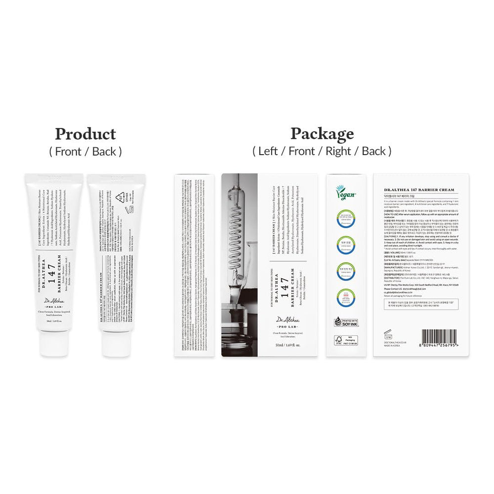 Dr.Althea 147 Barrier Cream vegan-friendly label on package.