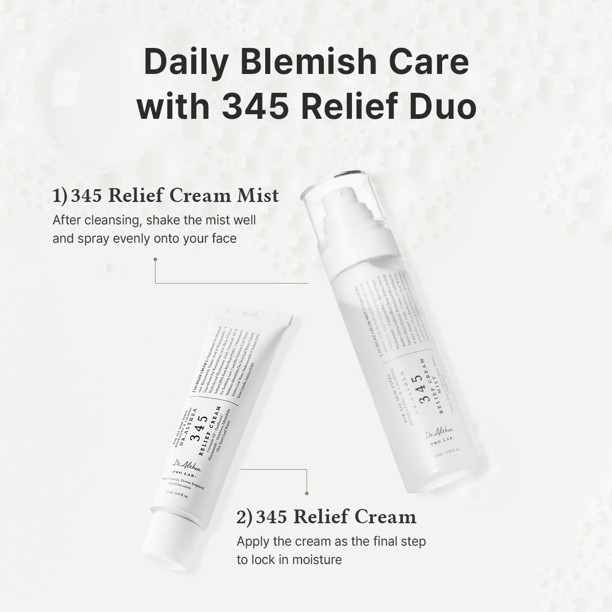 Dr.Althea 345 Relief Cream ingredient list close-up highlights Niacinamide and Ceramides.