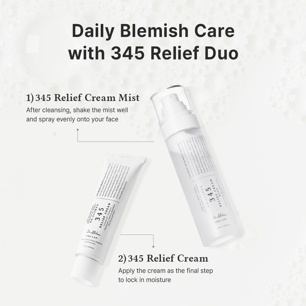 Dr.Althea 345 Relief Cream ingredient list close-up highlights Niacinamide and Ceramides.