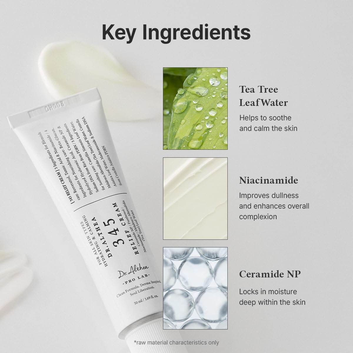 Dr.Althea 345 Relief Cream label presents a nutrient-rich formula