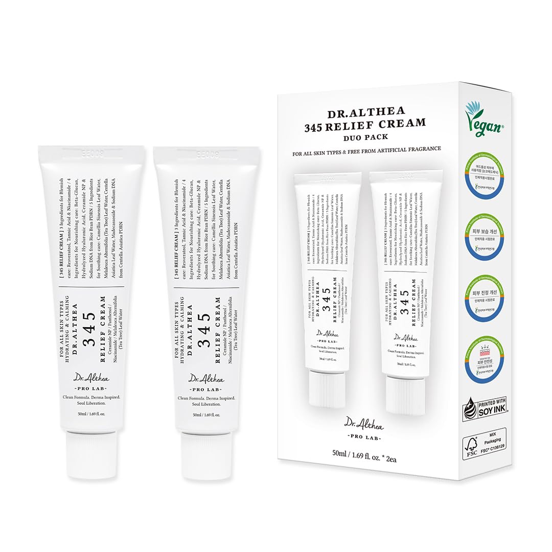 Dr.Althea 345 Relief Cream texture close-up showing a silky, non-greasy soothing finish.