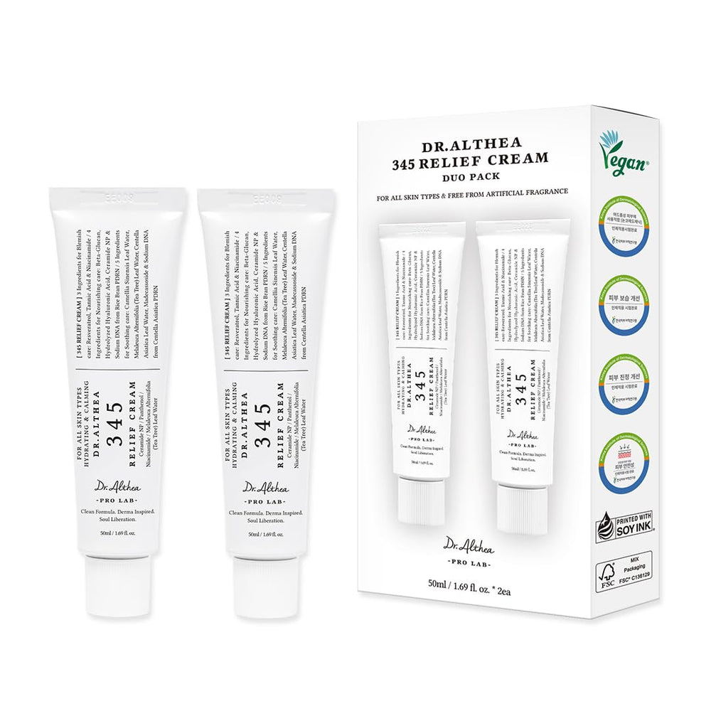 Dr.Althea 345 Relief Cream texture close-up showing a silky, non-greasy soothing finish.