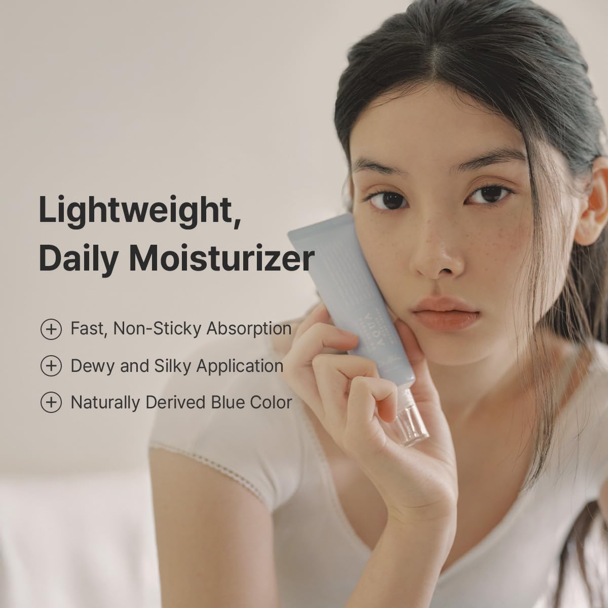 Guaiazulene soothing component calms sensitive skin in Aqua Marine Watery Cream.