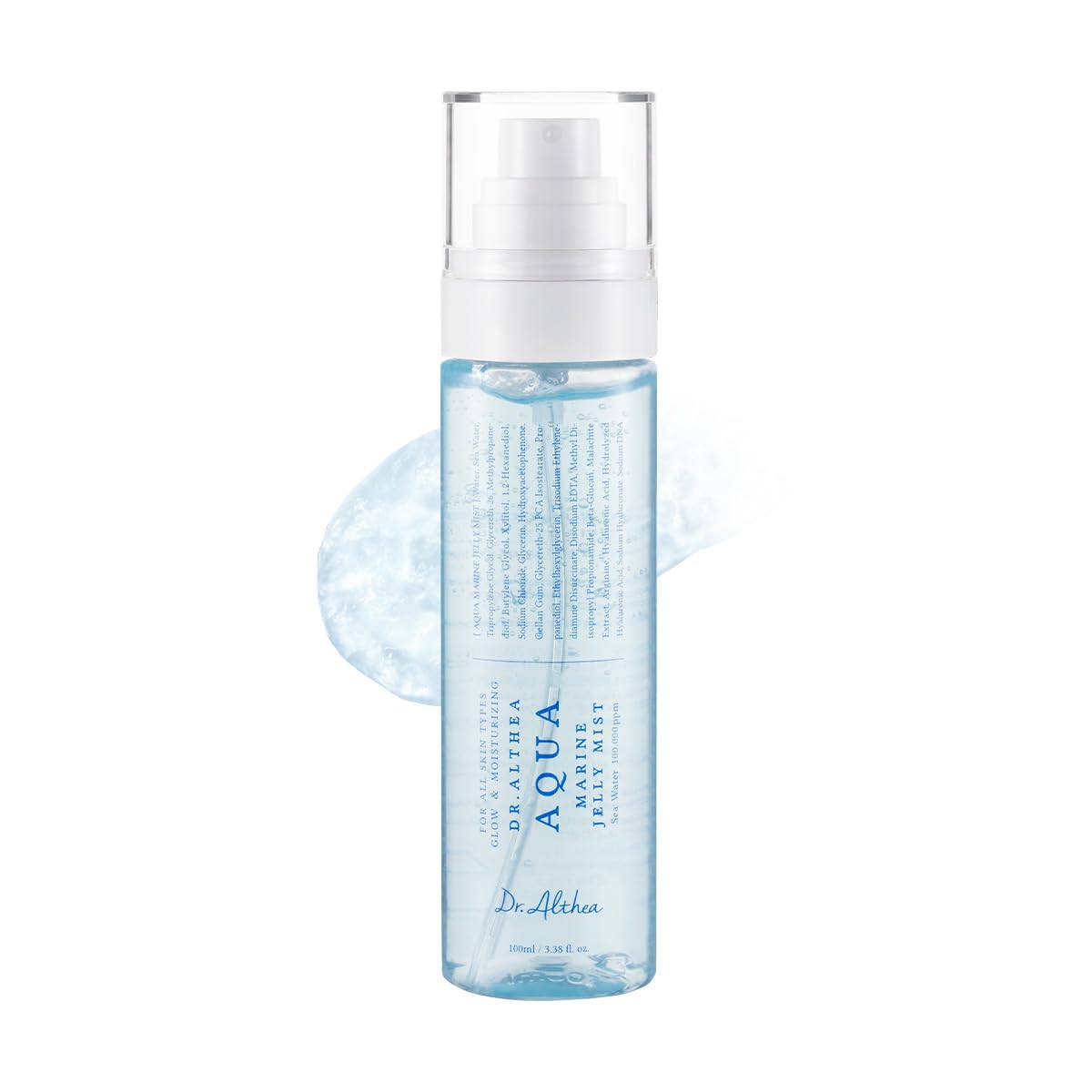 Dr.Althea Aqua Marine Jelly Mist bottle close-up showing cooling hydration