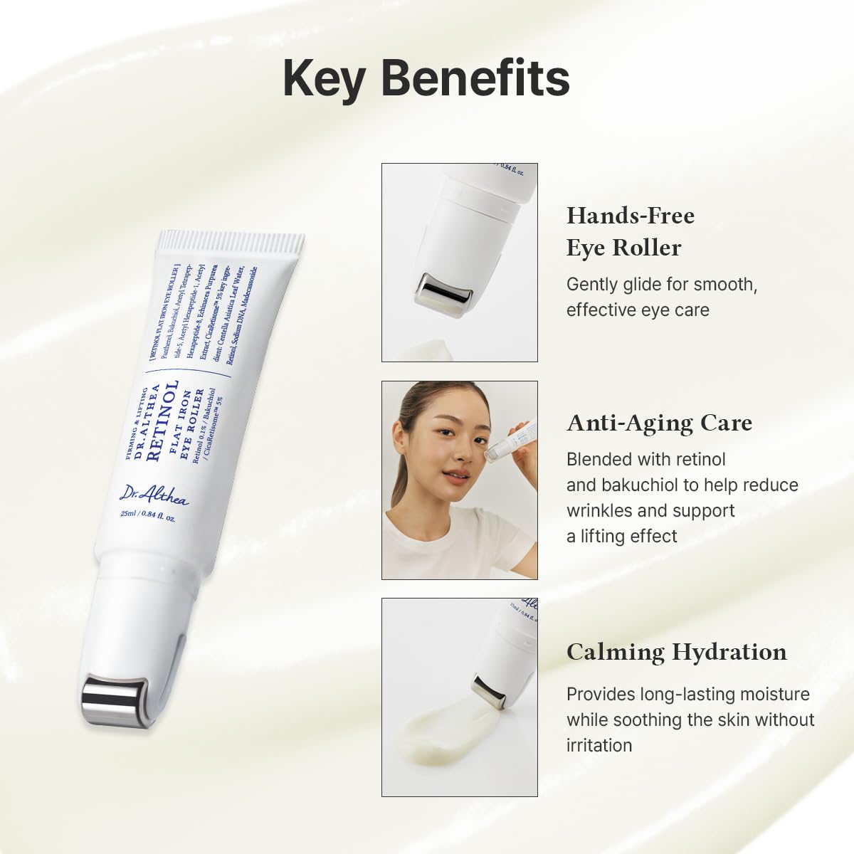 Dr.Althea eye serum texture appears lightweight and quickly absorbing