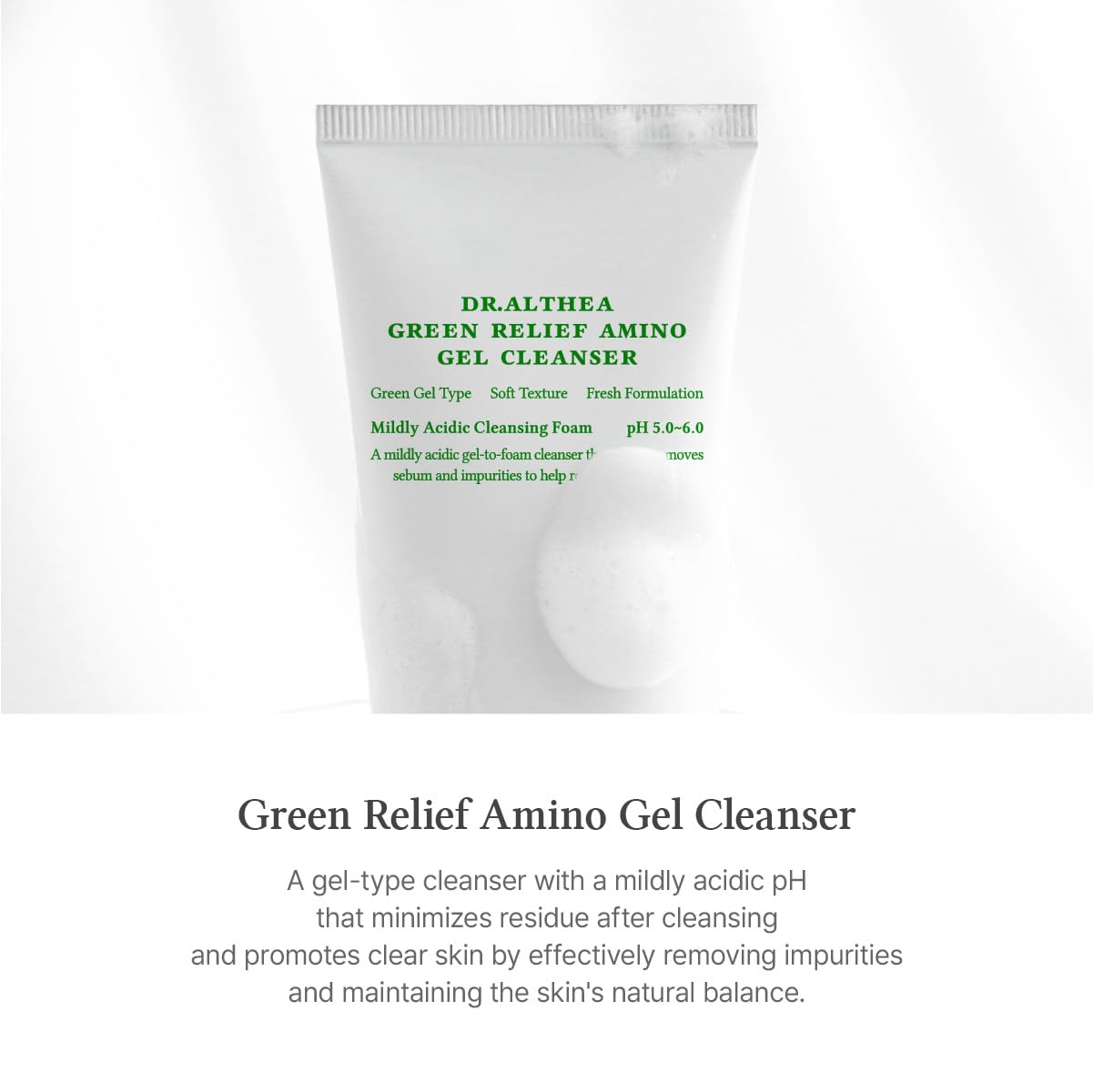 Foam close-up from Dr.Althea cleanser showing light lather for makeup removal