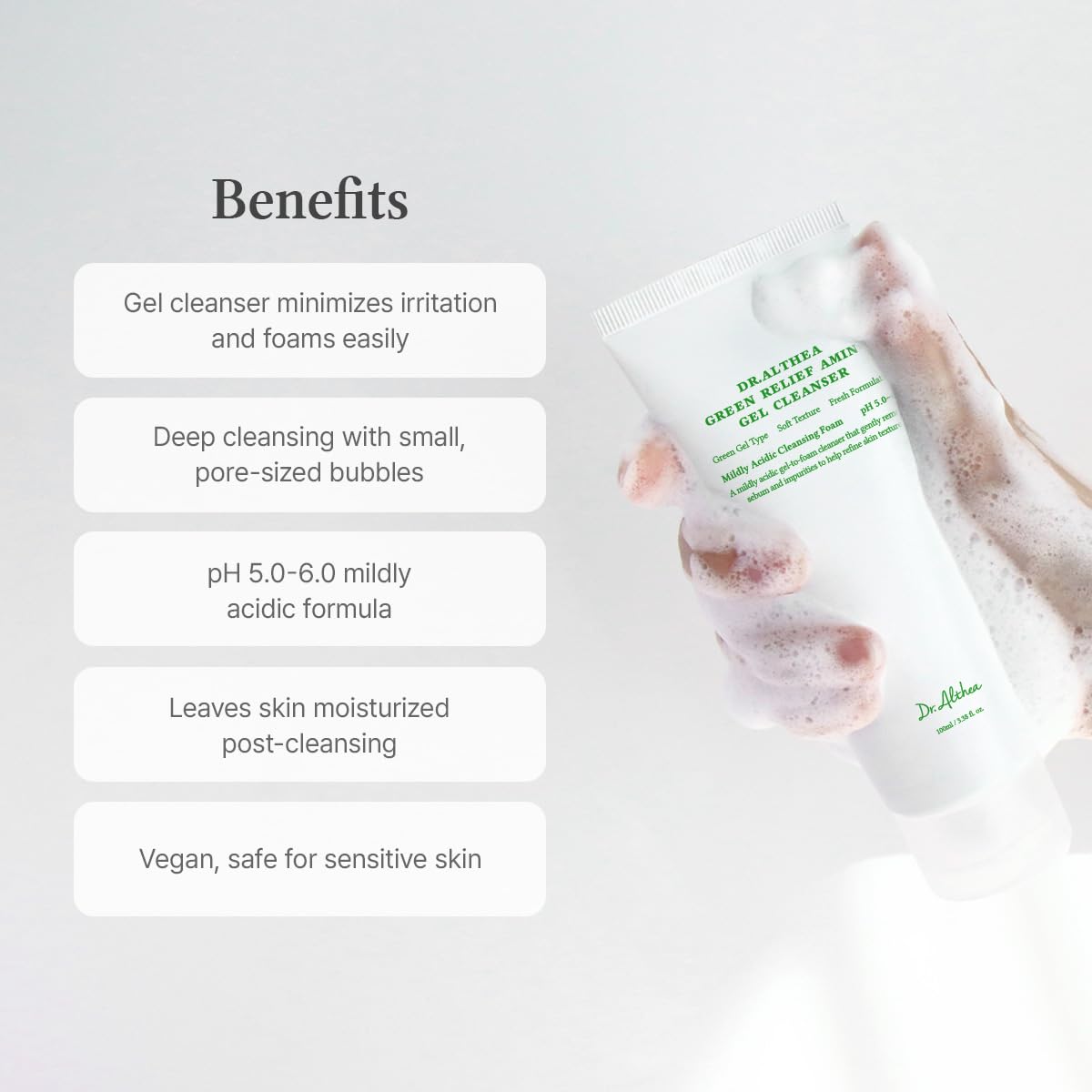 Pores being gently cleansed with Dr.Althea Green Relief Amino Gel Cleanser