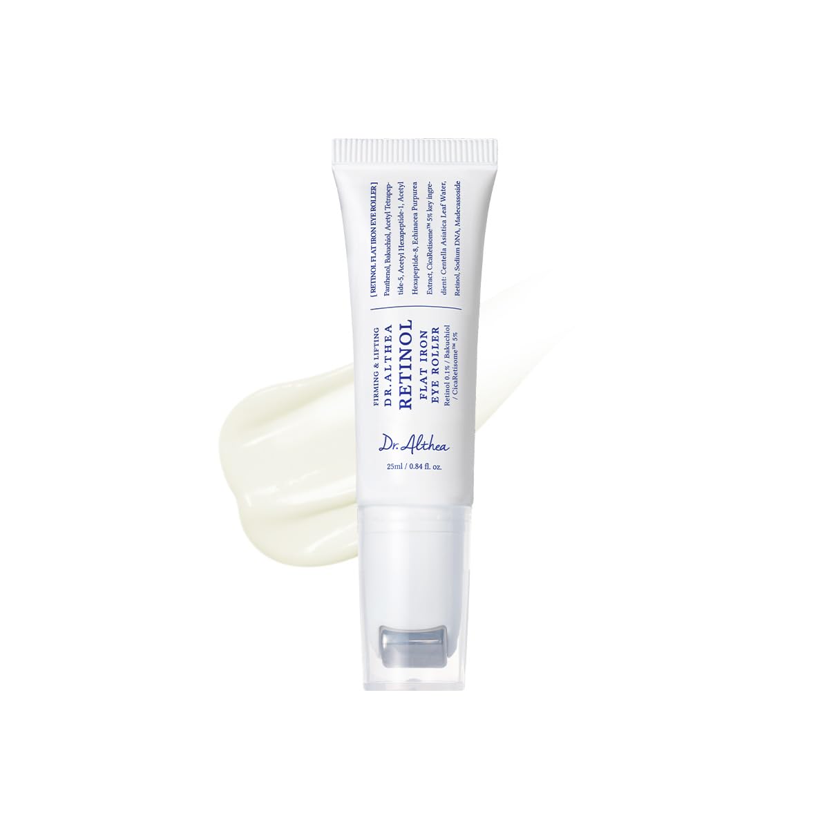 Dr.Althea retinol flat iron eye roller in use for precise eye area treatment