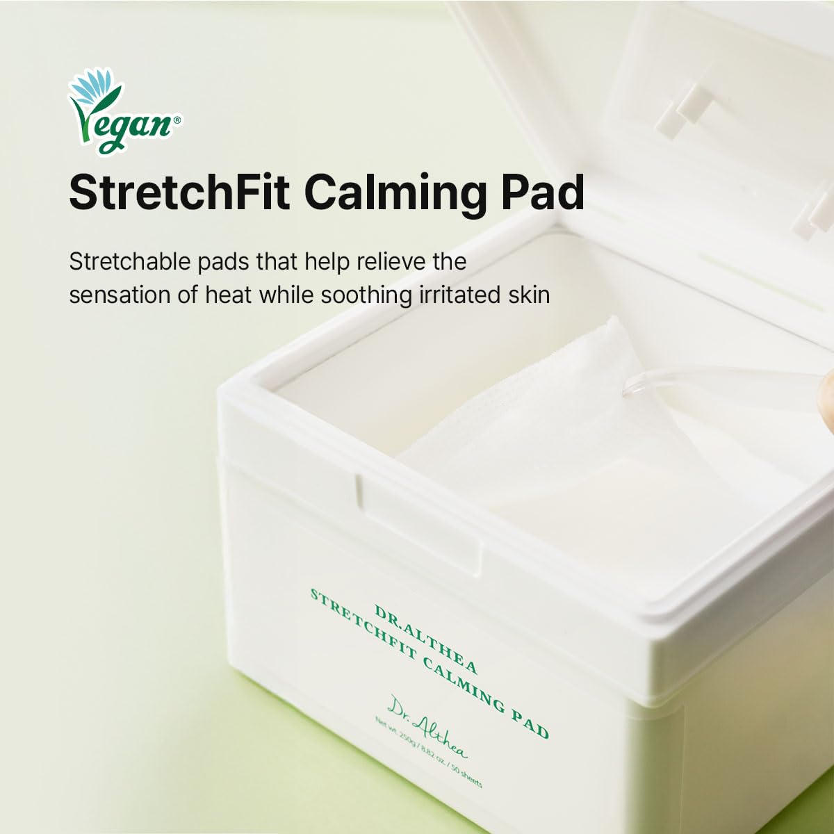 Dr.Althea StretchFit Calming Pad ingredients closeup highlights Centella Asiatica for gentle soothing