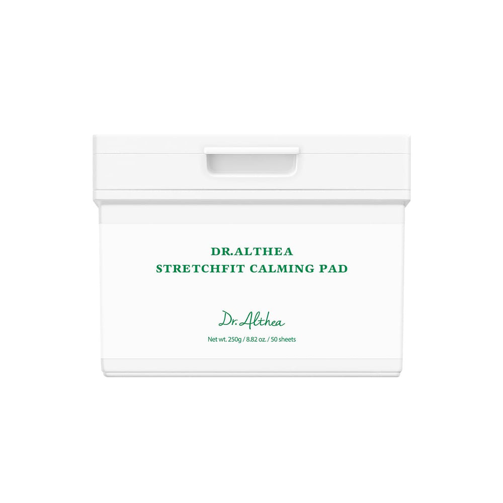 Dr.Althea StretchFit Calming Pad packshot shows vegan, fragrance-free sheet masks for soothing comfort