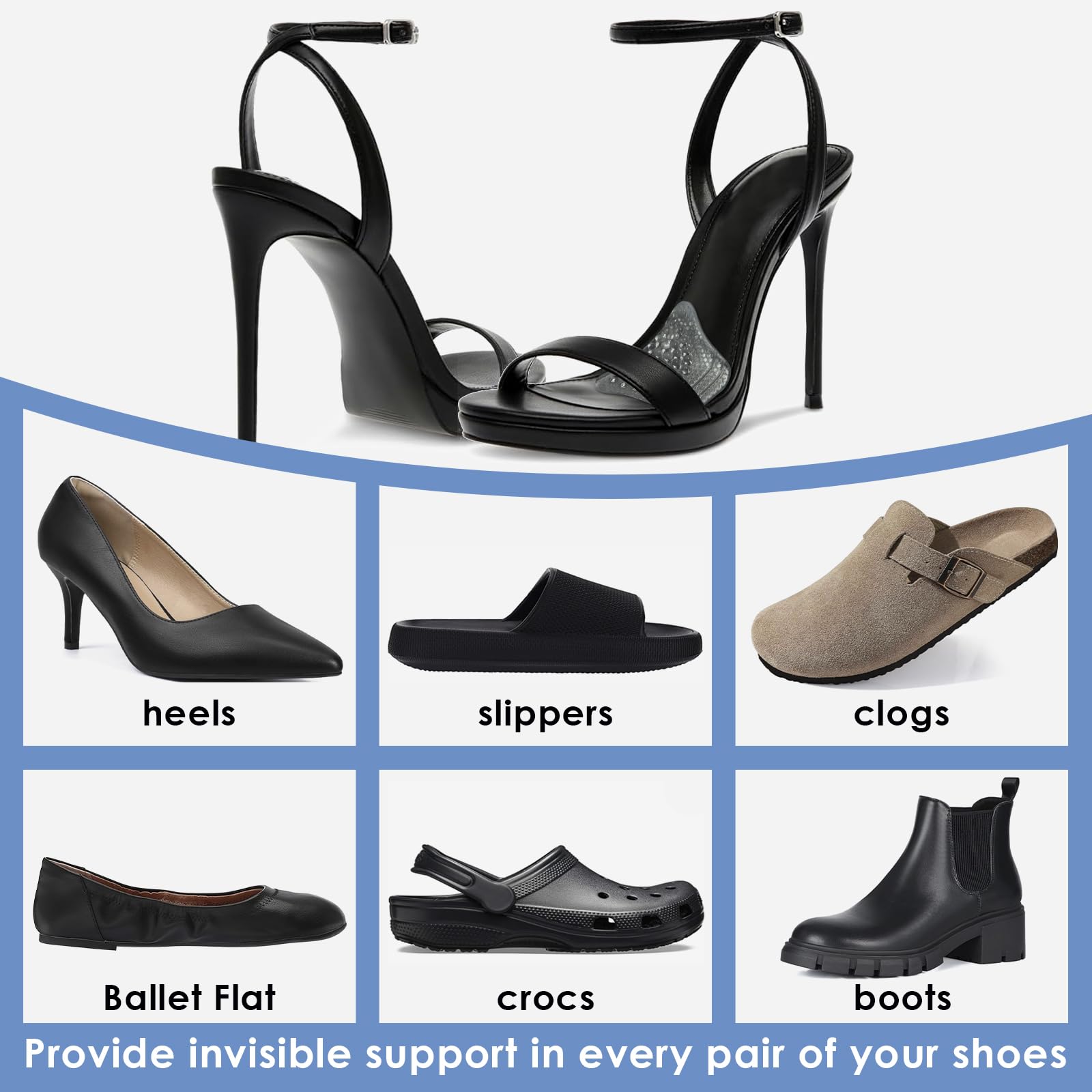 Dr. Archrevive invisible ultra-thin profile remains discreet in heels and flats.