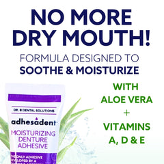 ADA-accepted Dr. B Adhesadent logo on packaging.
