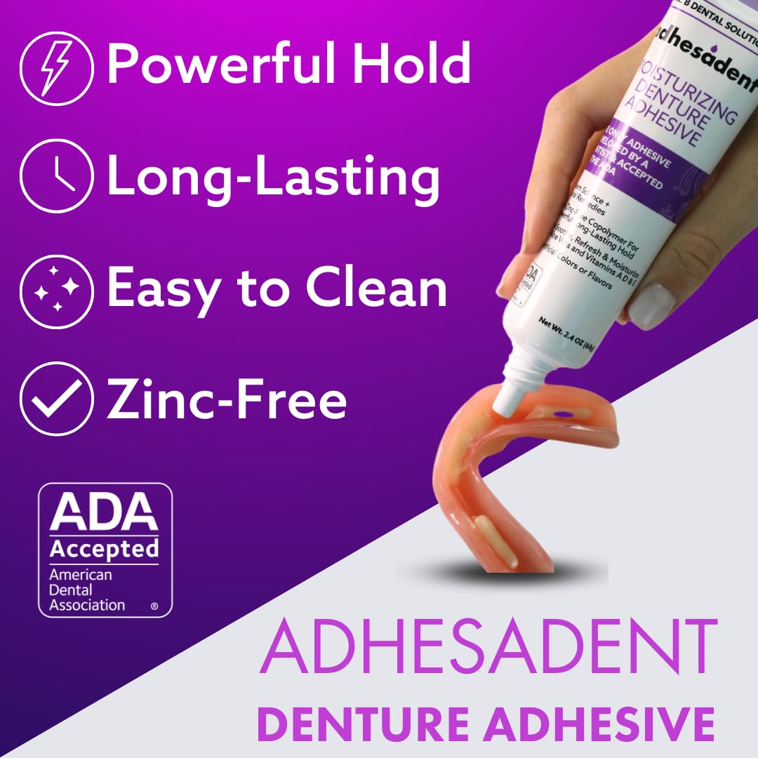 Aloe vera and vitamins nourish gums in Dr. B Adhesadent.