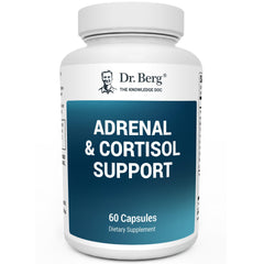 Dr. Berg Adrenal & Cortisol Capsules bottle front for daily stress support.
