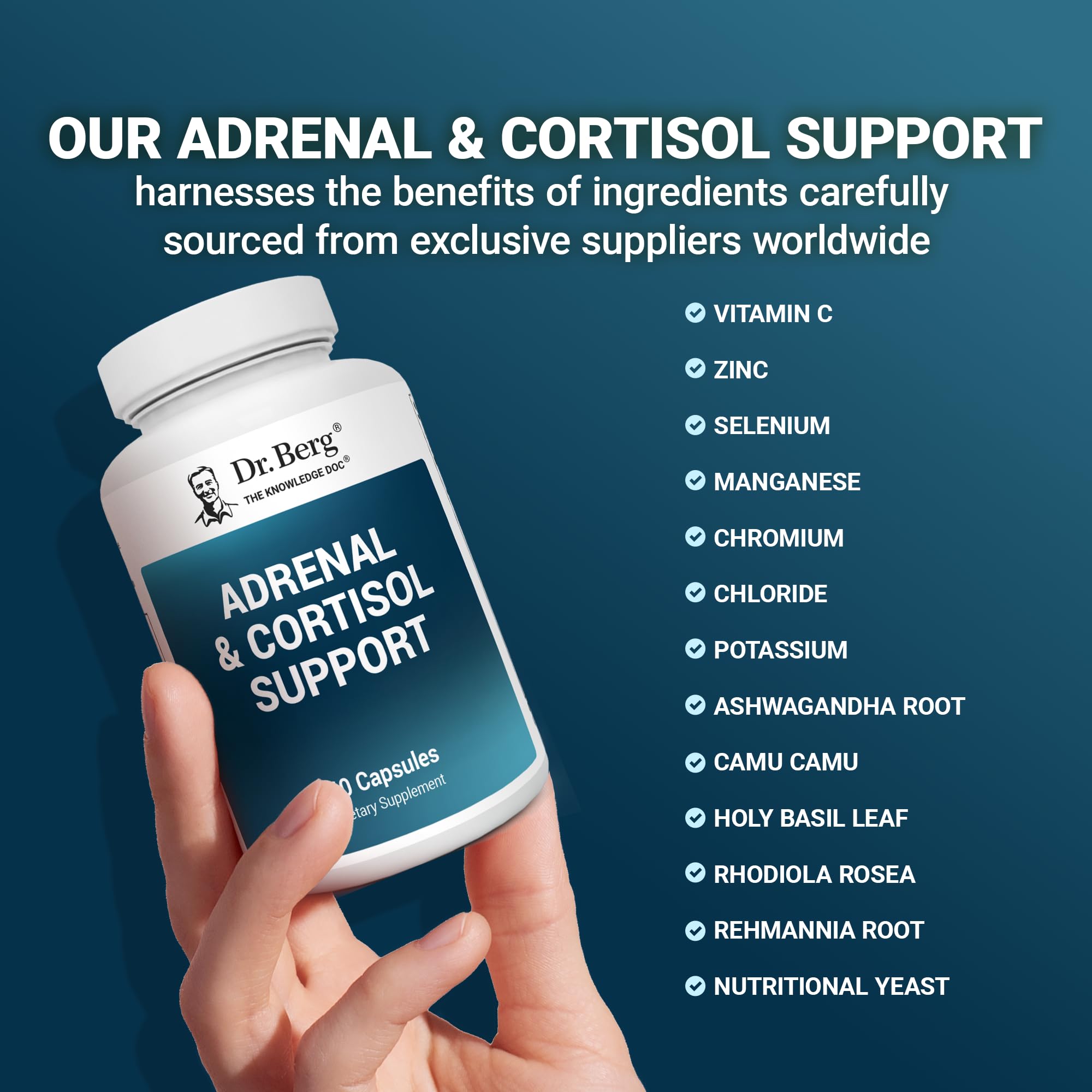 Dr. Berg ingredients panel with nutritional yeast and minerals.
