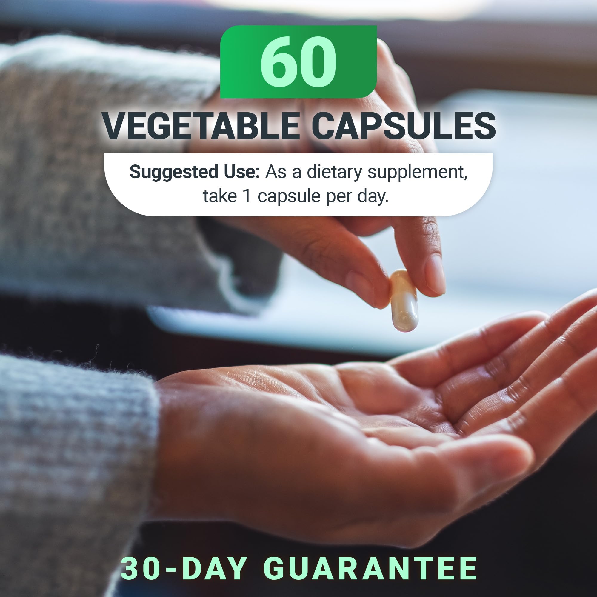 Dr. Berg Allithiamine B1 B6 B12 Complex capsules pictured with a glass of water for easy ingestion.
