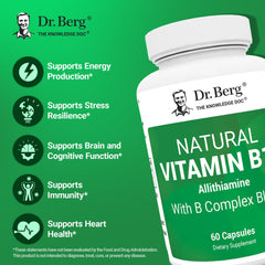 Dr. Berg Allithiamine B1 B6 B12 Complex capsules ready for daily use and fast absorption.