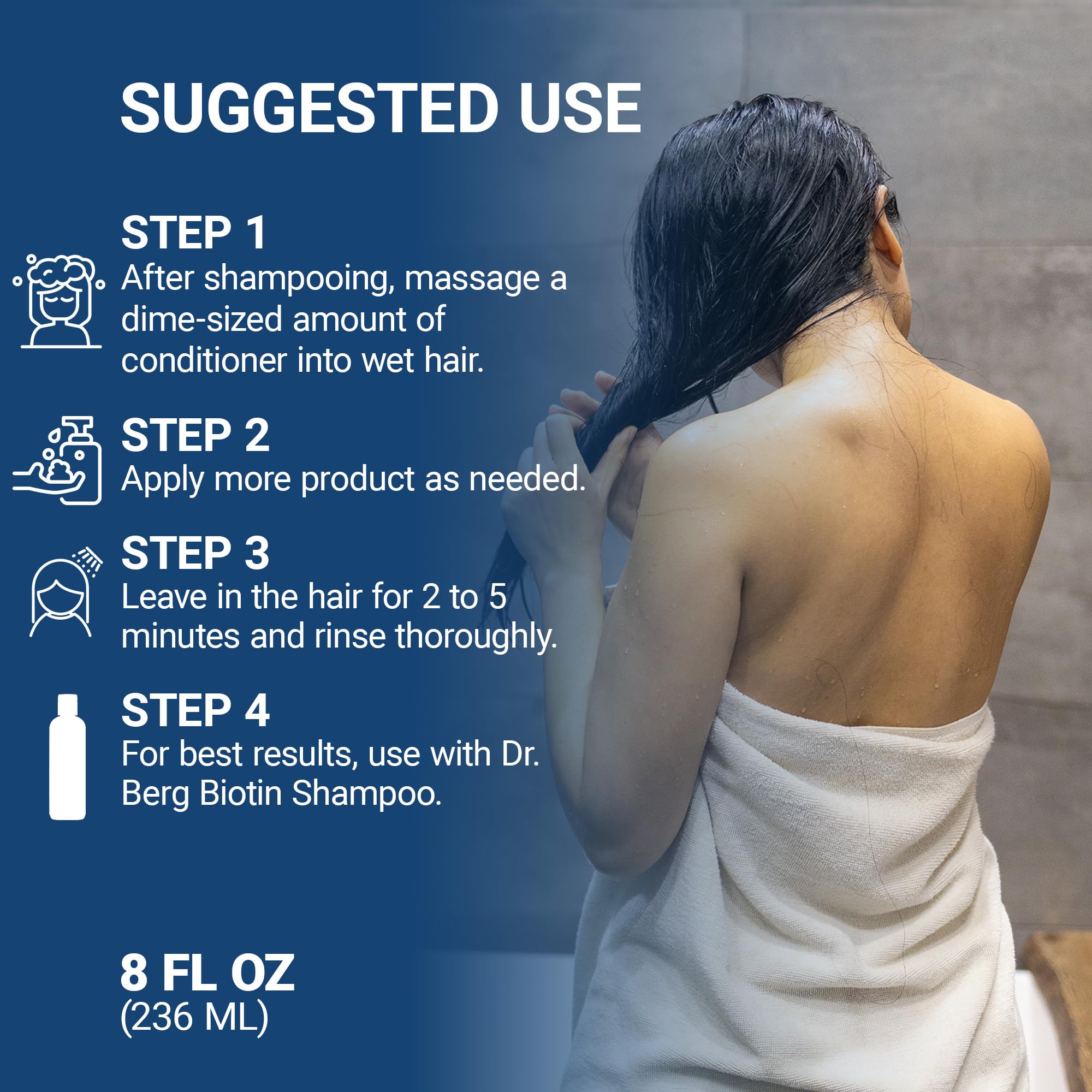 Dr. Berg Biotin Conditioner texture swirls deliver smooth, nourished-looking hair.