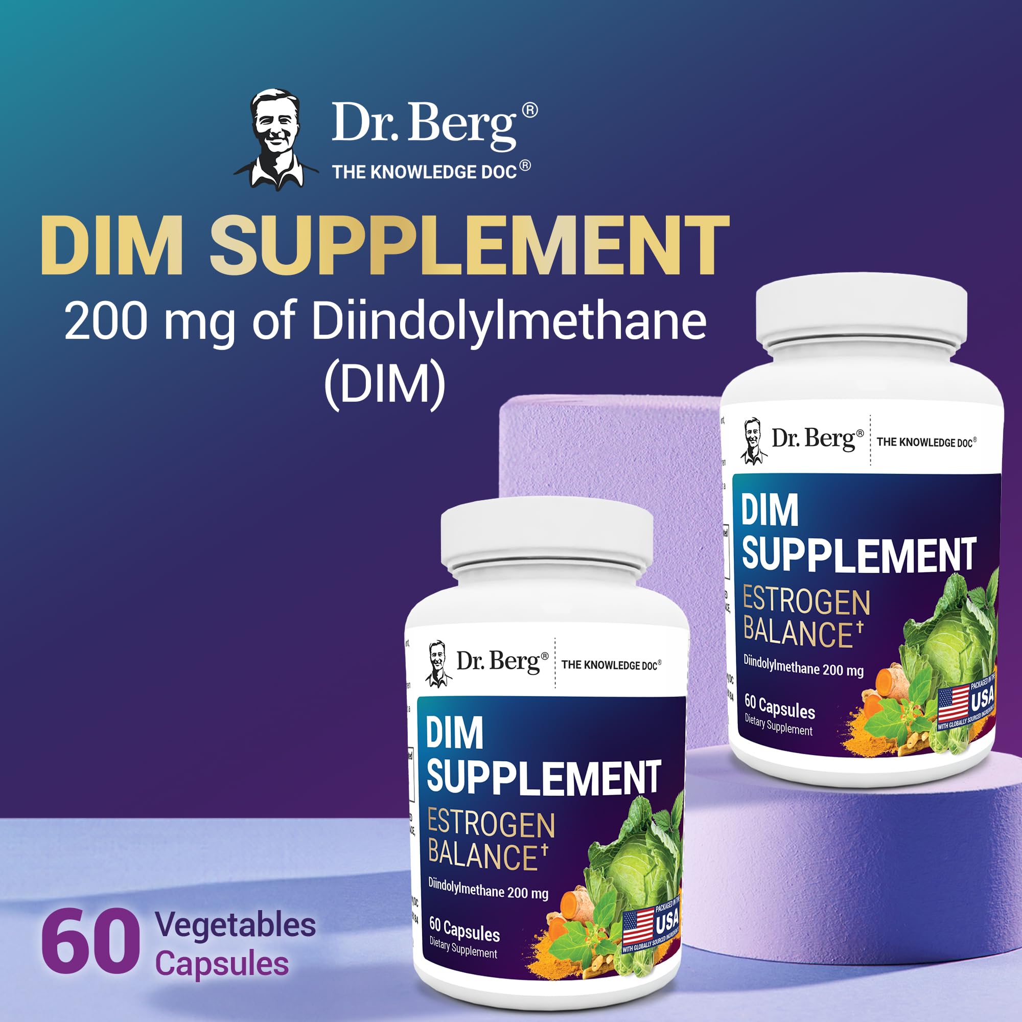 Dr. Berg DIM bottle on a clean counter