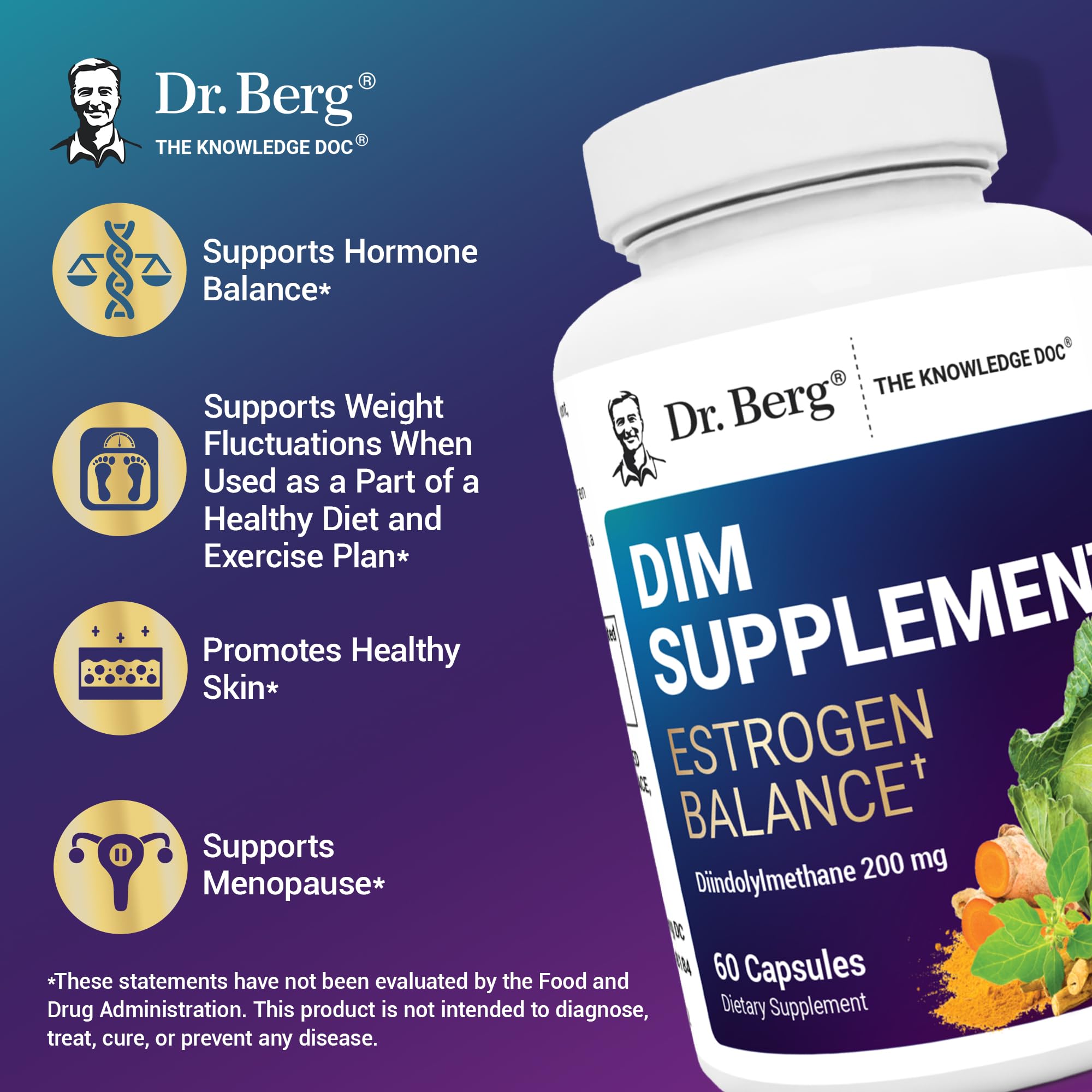 Dr. Berg DIM ingredient panel emphasizes natural hormone support