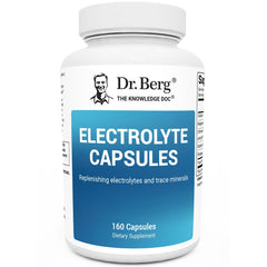 Dr. Berg Electrolyte Capsules bottle front view highlighting hydration and energy support.