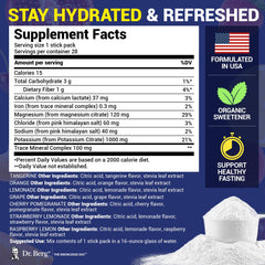Dr. Berg Electrolyte Packets being poured into a glass for convenient hydration.