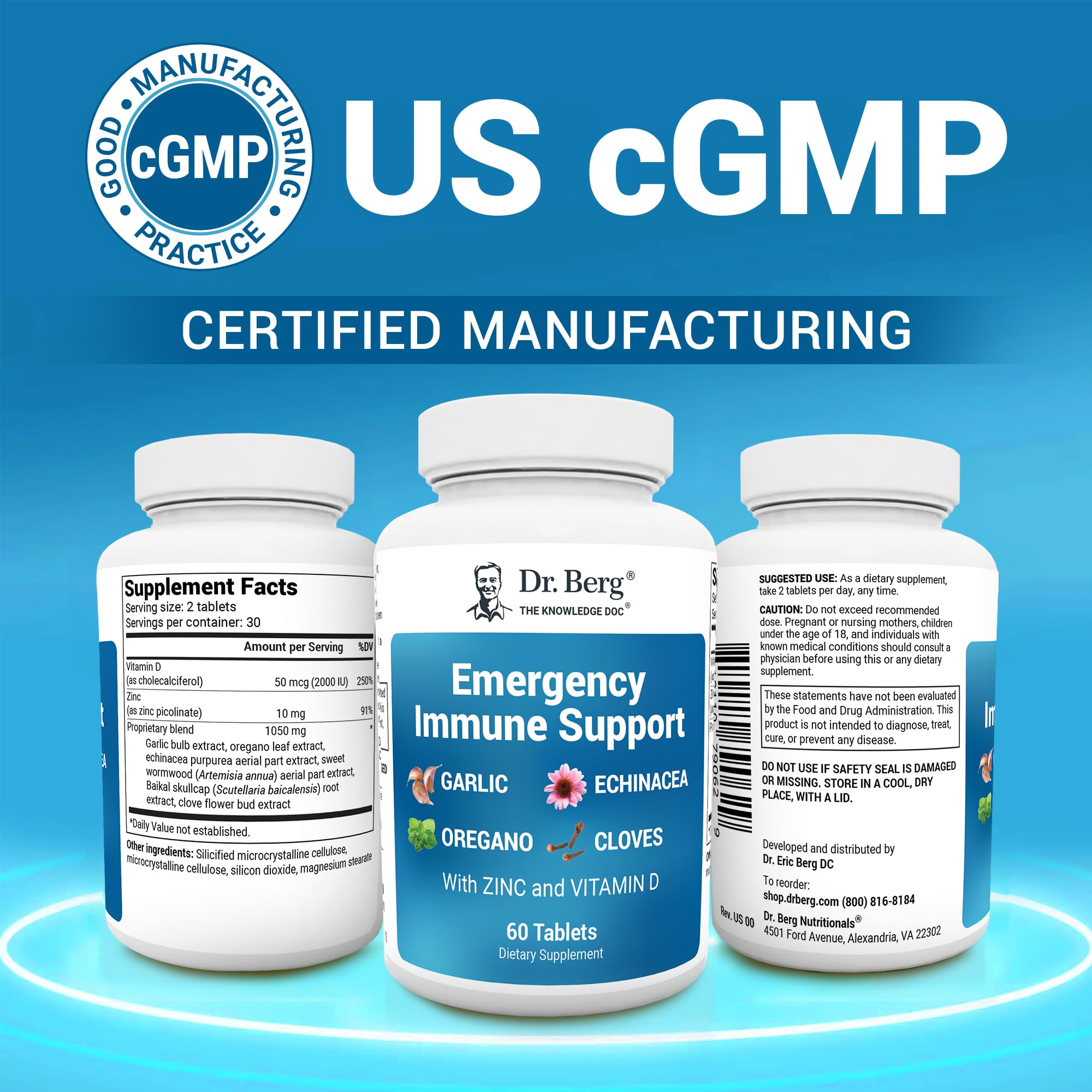 Vitamin D and zinc included in Dr. Berg Immune Support formula.