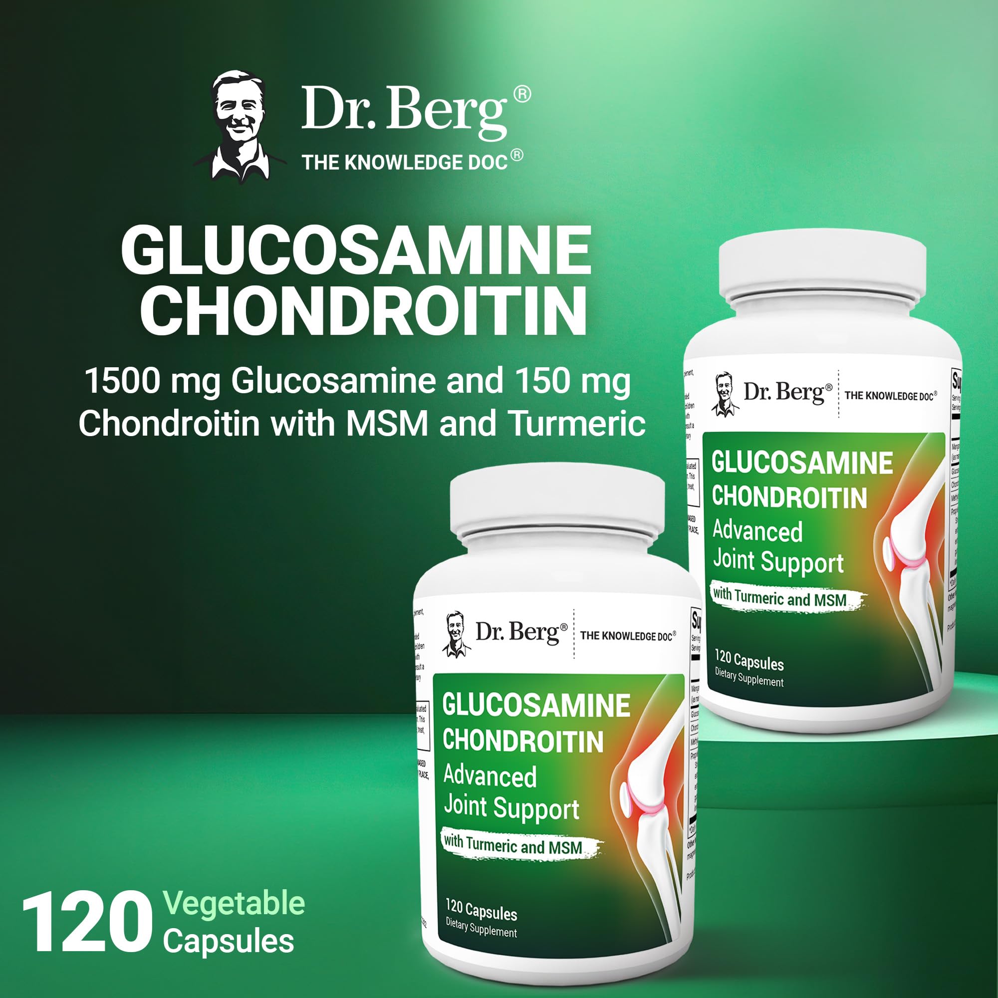 Ingredients chart for Dr. Berg Glucosamine Chondroitin MSM Turmeric & Boswellia.