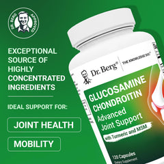 Label of Dr. Berg Glucosamine Chondroitin MSM Turmeric & Boswellia showing formula.
