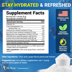 Dr. Berg Hydration grape label emphasizes sugar-free electrolyte blend
